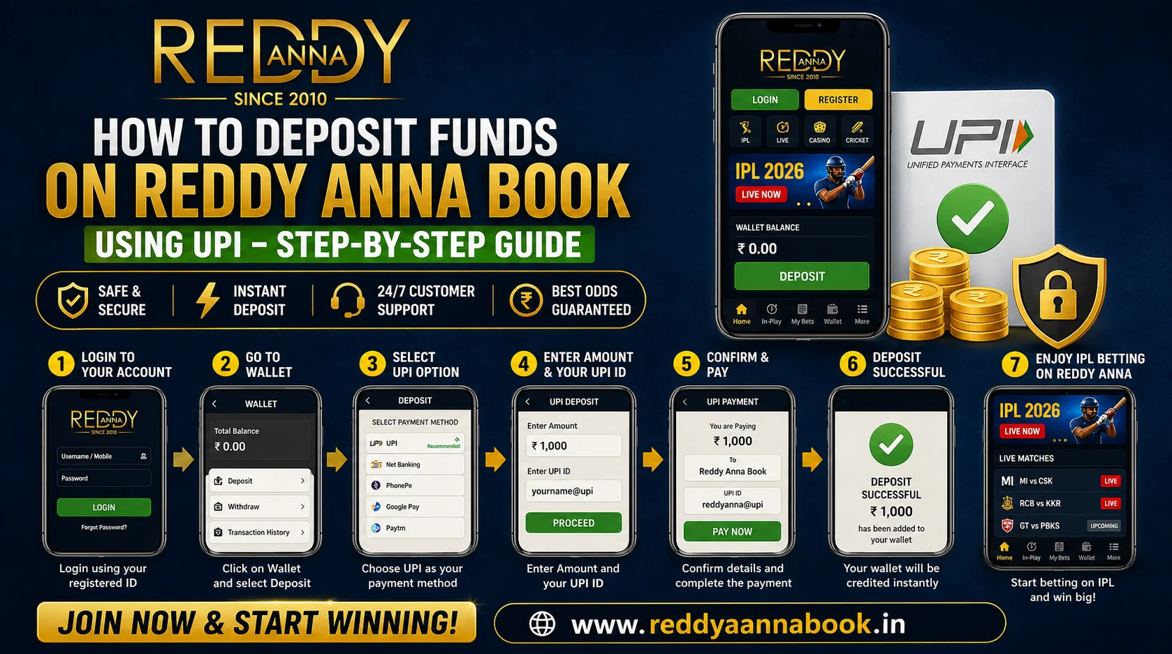Deposit Funds on Reddy Anna Book Using UPI