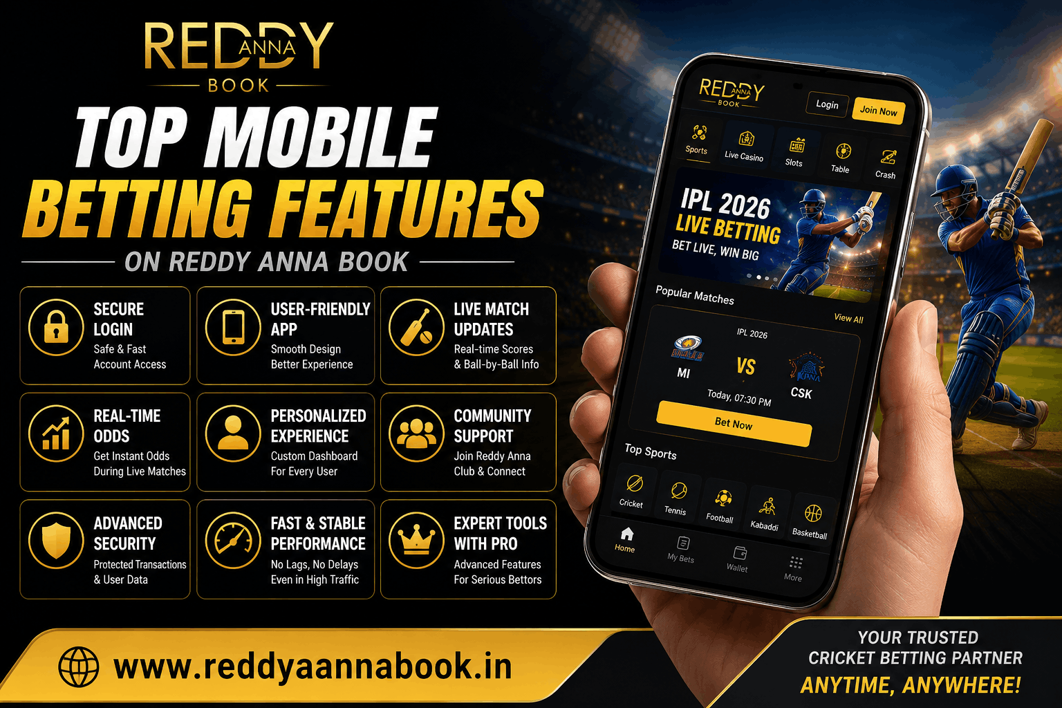 Mobile Betting Features on Reddy Anna Book