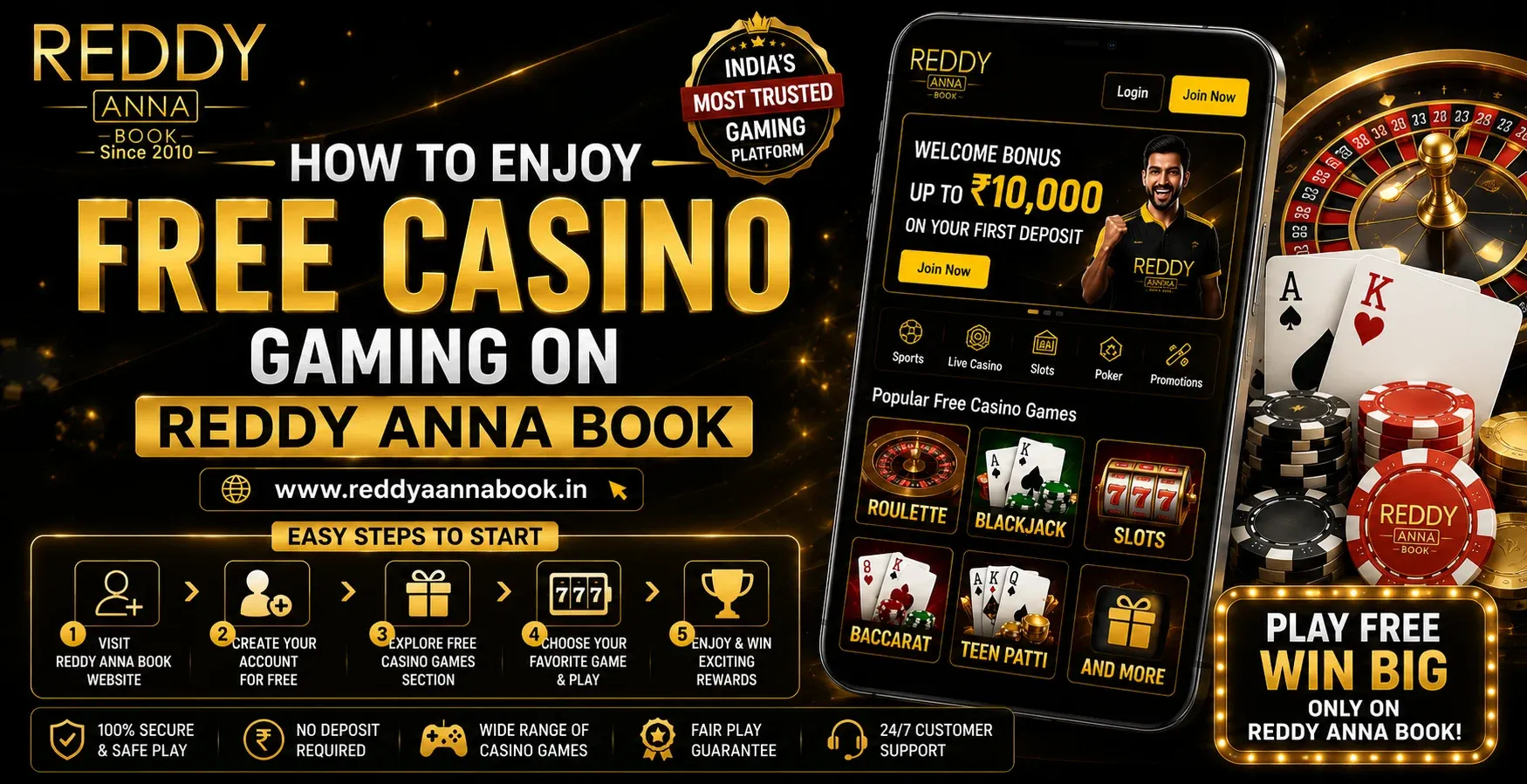 How to Enjoy Free Casino Gaming on Reddy Anna Book