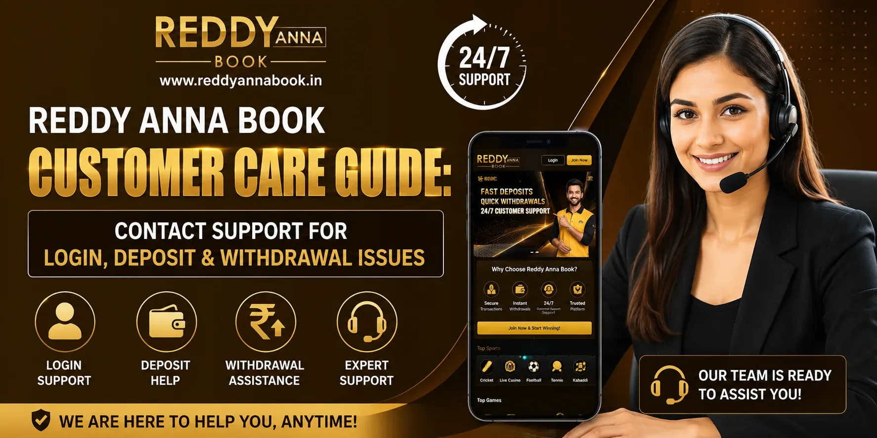 Reddy Anna Book Customer Care Guide Login, Deposit & Withdrawal Help