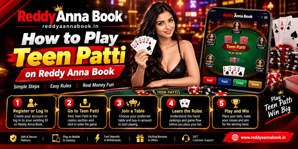 How to Play Teen Patti on Reddy Anna Book