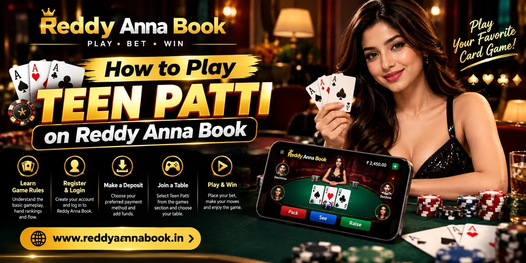 Play Teen Patti on Reddy Anna Book